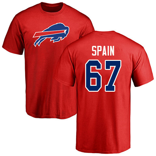 Men NFL Buffalo Bills #67 Quinton Spain Red Name and Number Logo T Shirt->buffalo bills->NFL Jersey